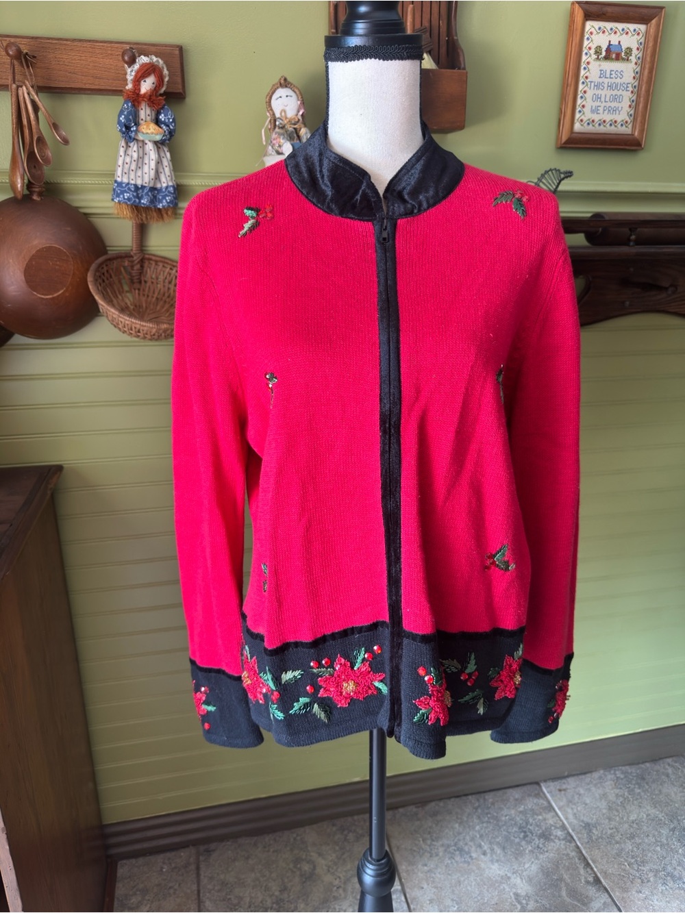 Vintage Tiara International Christmas Cardigan – Full Zip